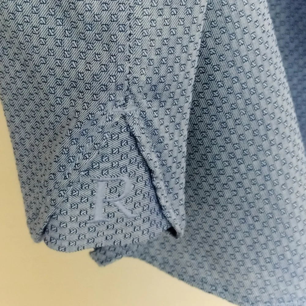 Rochester Egyptian Cotton Mens Blue Button Up Dress Shirt 19 Tall Office Wedding